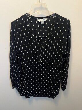 Women's OLD NAVY, V Neck Tunic Blouse, Black, Size L, Long Sleeve, Ex Cond!